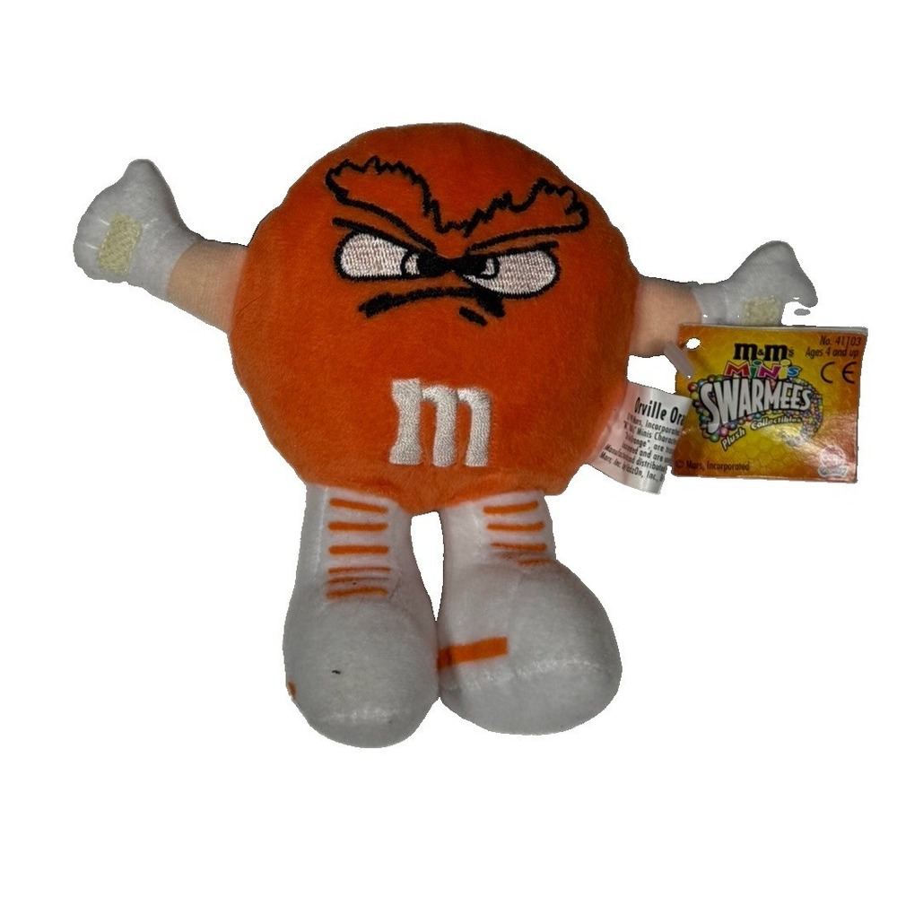 Vintage M&M Mars Swarmees Orville Orange Plush Stuffed Toy 5" Chocolate 1998